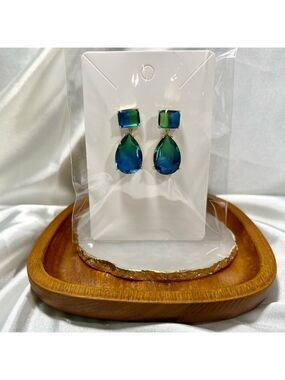 Blue Green Dangle Earrings